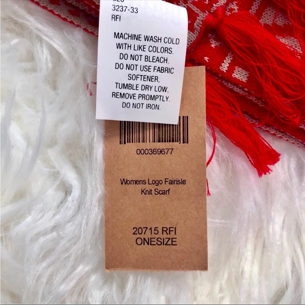 Duluth Trading Co Red Fair Isle Knit Scarf Beanie Women’s Polyester Nylon Blend